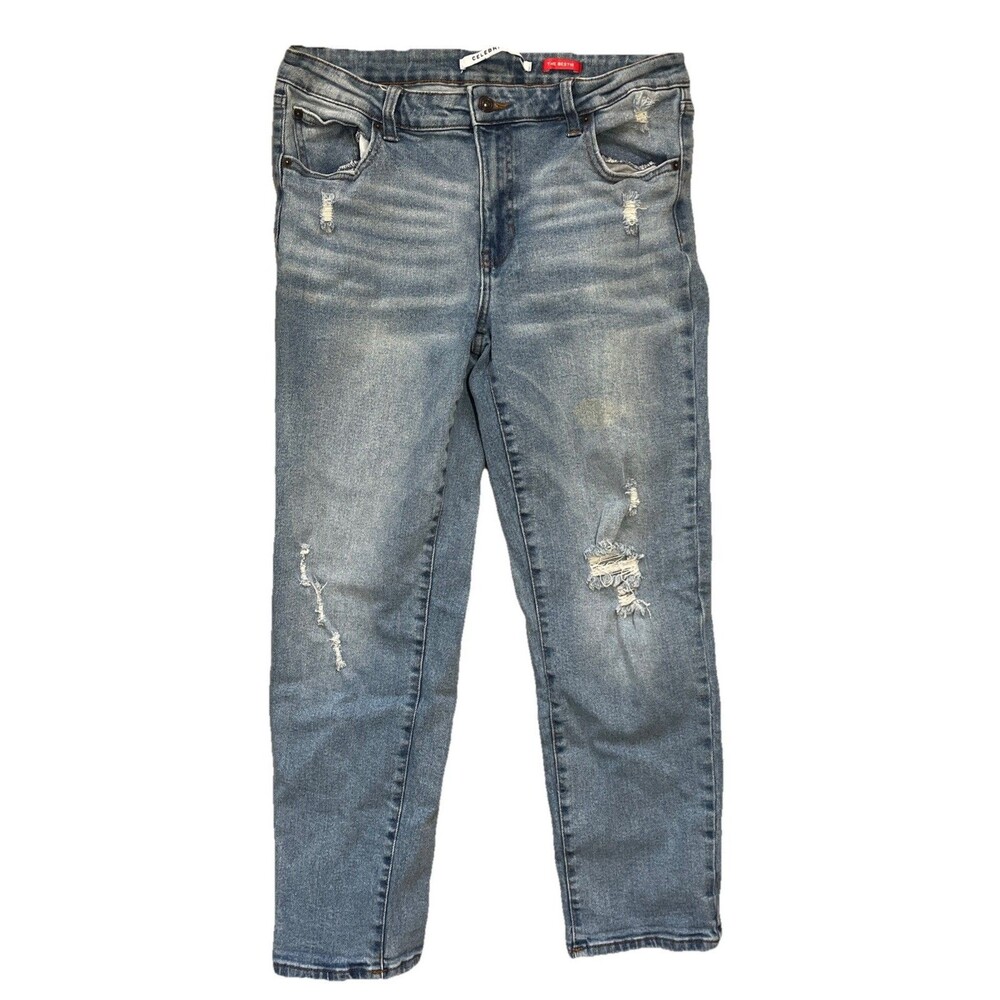 Celebrity Pink The Bestie Distressed Slim Straight Junior’s Sz 11/30 Blue Jeans